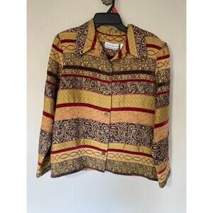 Vintage Alfred Dunner Tapestry Brocade Jacket Paisley Stripes 90s Y2K 14P
